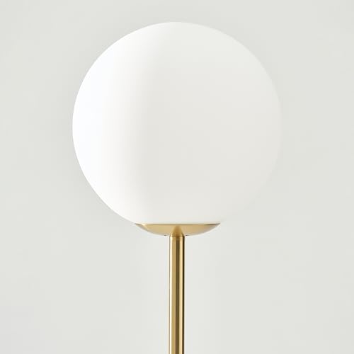 Antique Brass Luna LED Floor Lamp - Modern Tall Standing Light for Living Room & Office