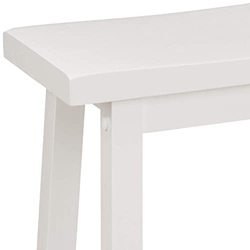 White Solid Wood Counter Height Bar Stools Set of 2 - 24 Inch Saddle Seat