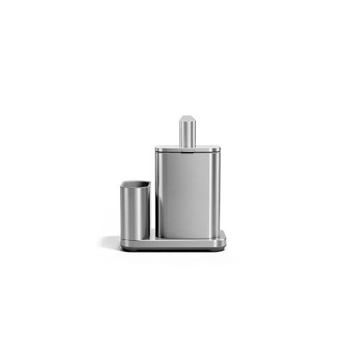 16 oz Dish Soap Dispenser with Sponge Caddy - Brushed Stainless Steel