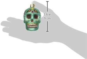 Handcrafted Day of the Dead Sugar Skull Glass Ornament - Unique Christmas Tree Decoration