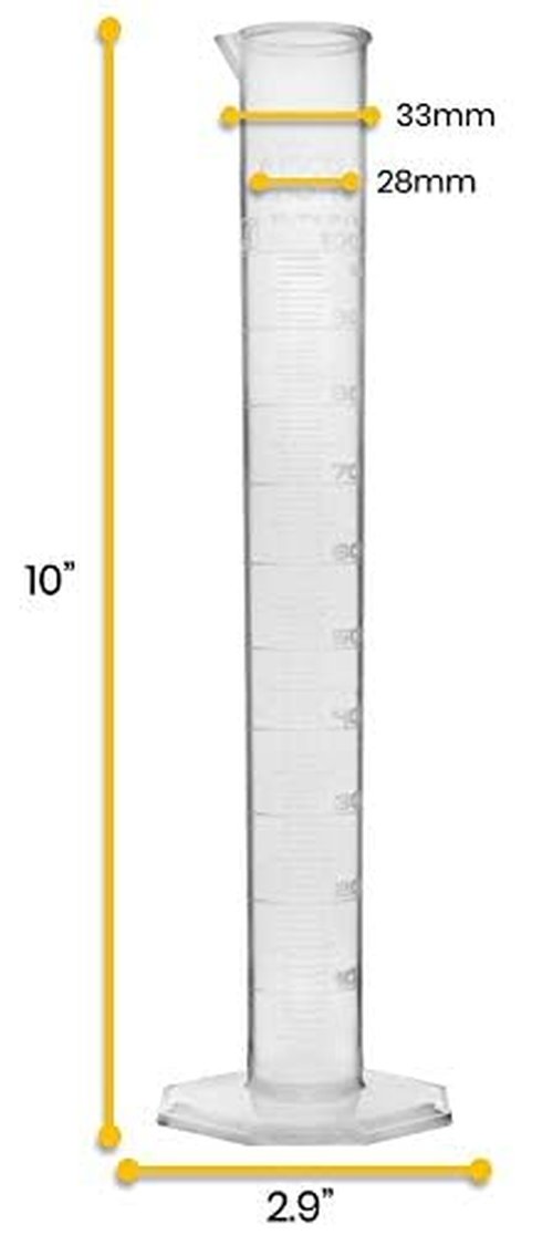 EISCO Plastic Graduated Cylinder, 100ml - Scientific Measuring Cylinder with Extra Stable Base - Polypropylene Plastic - Laboratory Quality, Autoclavable