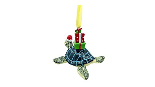 Blue Sea Turtle Christmas Ornament - Hanging Coastal Beach Decor, 2.75in