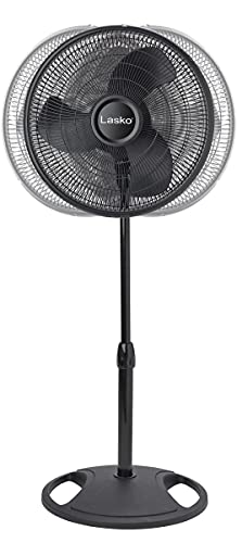 Black 16-Inch Oscillating Pedestal Fan - Adjustable Height & Quiet Operation
