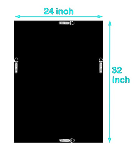 QMDECOR 32x24 Inch Rectangle Silver Mirror with Crystals Wall Decor Frameless Glam