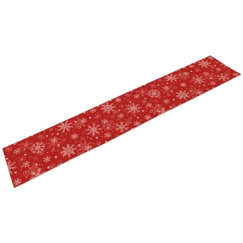 SXXLDNG 13x36 Inch Red Snowflakes Christmas Table Runner Seasonal Holiday Decor
