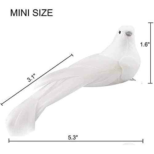 KLEWEE 12 Pack Artificial Bird Ornaments White Feathered Christmas Artificial Doves Birds Clip on Mini Bird Ornaments for Christmas Tree Decorations, Wreaths & DIY Crafts