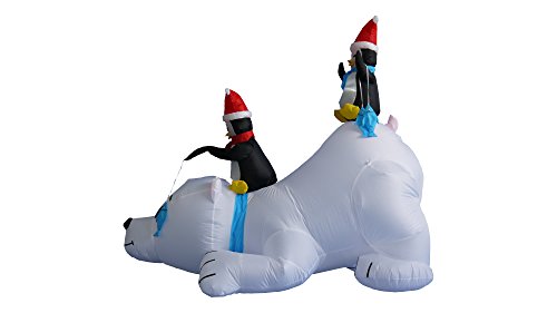 6 FT Lighted Christmas Inflatable Penguins & Polar Bear Holiday Decor