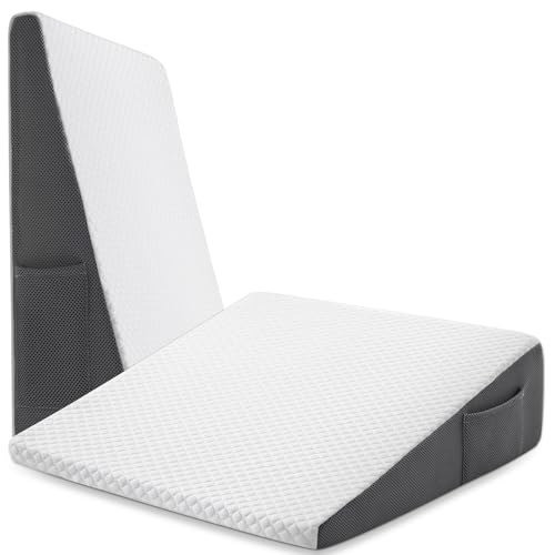 Cozymaker 7.5-inch White-Grey Triangle Bed Wedge Pillow for Sleeping & Support