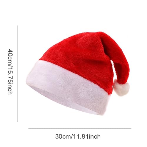 Red Santa Hat with White Cuffs - Short Plush Christmas Adult Costume Hat