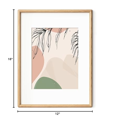 Axeman 12x16 Picture Frame - Solid White Oak Frame 12 x 16 Matted to 8.5x11 - Rounded Corner Oak Photo Frame 16x12 with Tempered Glass - Natural Wood Picture Frame for Wall Mount Display - Oak