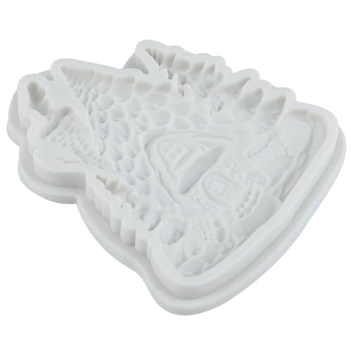 YANQINMS 3D Christmas Cottage Fondant Mold Snowy Pine Tree Silicone Mold - Style L