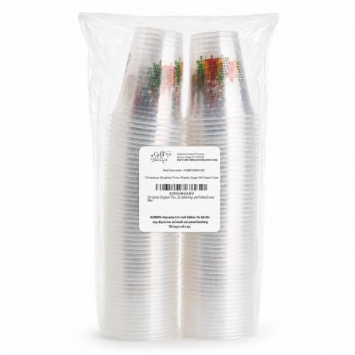 Christmas Gingham Tree Disposable Cups 12oz Pack of 100 - Festive Drinkware