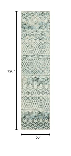 Mohawk Home Prale Geometric Ivory (2' 6" X 10') Runner Rug