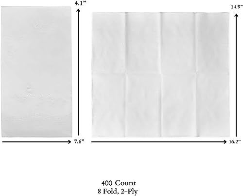 400 Pack White Disposable Dinner Napkins 2-Ply - Elegant Guest & Wedding Use