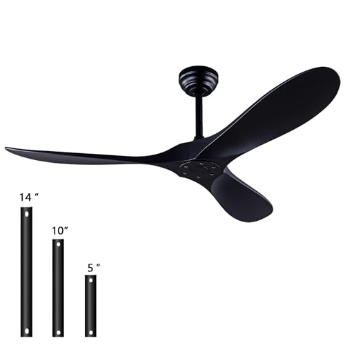 52-inch Black Ceiling Fan with Remote Control, Reversible, Quiet, No Lights