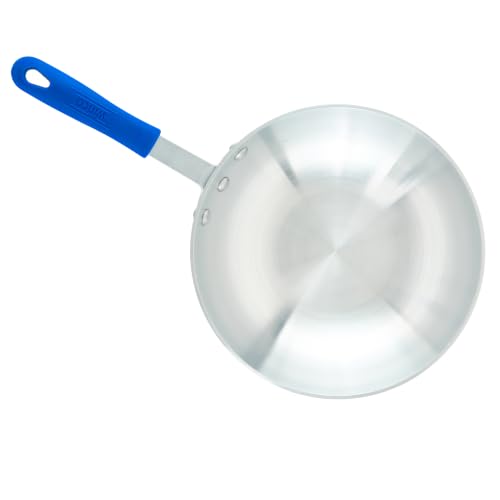 Winco 11-Inch Aluminum Stir Fry Pan with Silicone Handle - Natural Finish