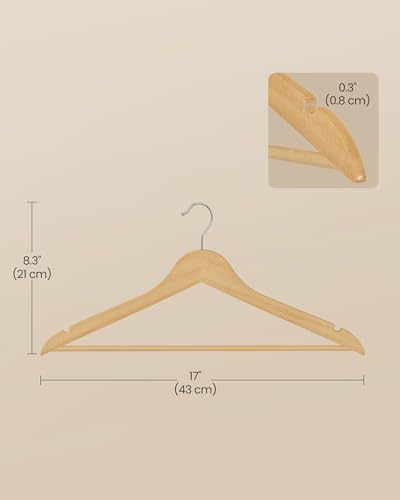 50 Pack Wooden Clothes Hangers - Space Saving Natural Birch Slim Wardrobe Organizer