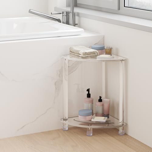 Acrylic Corner Shower Stool - Clear Small Shower Bench for Shaving & Seating, 11.81"D x 11.81"W x 18.11"H, Waterproof & Heavy Duty Variation of THIS listing