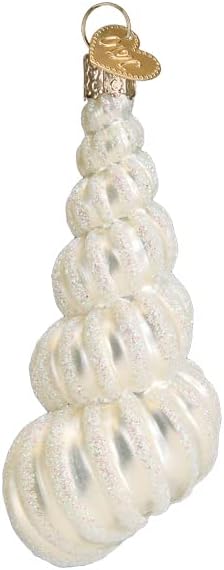 Beach Shells Glass Blown Ornaments for Christmas Tree - Junonia Shell, Tan/Brown/White/Gold