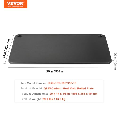 Heavy Duty 20 x 14 Inch Pre-Seasoned Pizza Steel Plate - Black Variation