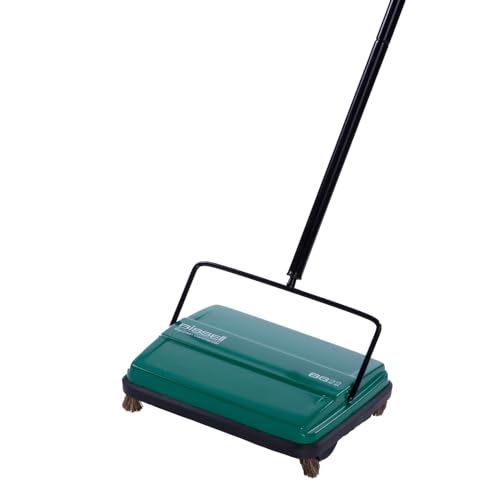 Bissell Commercial BG22 Manual Sweeper - Green, Corner Brushes & Floating Head, Easy-Empty Bin, 6.5" Cleaning Path