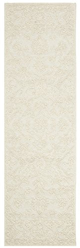 SAFAVIEH Trace Collection Runner Rug - 2'3" x 6', Ivory, Handmade Wool, Ideal for High Traffic Areas in Living Room, Bedroom (TRC102C)