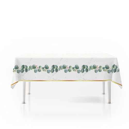 4 Pack Greenery Jungle Party Tablecloths for Rectangle Tables, Waterproof Disposable Party Table Cloths, Table Covers for Decorations, Tablecover (Eucalyptus, 54" x 108" (4 Pack))