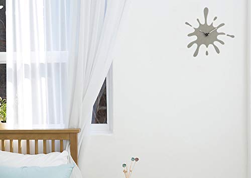 Stephanie Imports Modern Minimalist Gray Ink Splash Silent Wall Clock (19.5” X 18.8”)