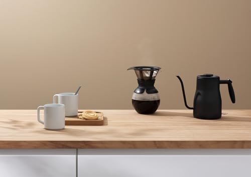 Electric Water Kettle 34oz Gooseneck Pour Over Coffee & Tea, Stainless Steel Matte Black