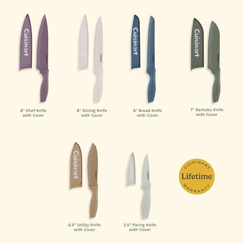 Cuisinart Advantage 12-Piece Kitchen Knife Set - Forest Berry Nonstick Coated Stainless Steel with Covers