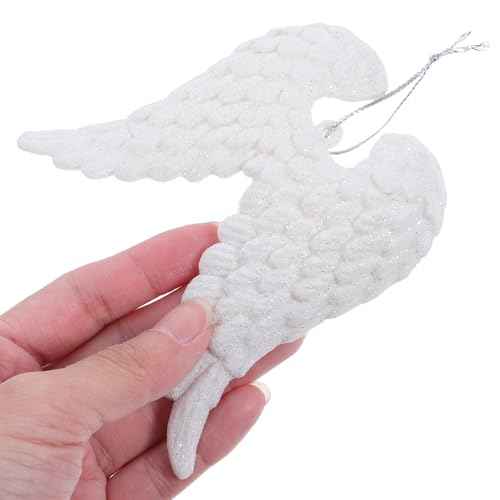 3pcs Christmas Ornaments Angel Wings White Angel Wings Ornament Xmas Party Plastic for Home Decor