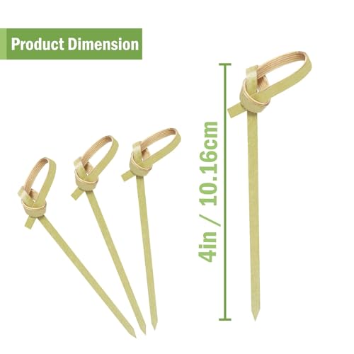 Perfect Stix Bamboo Pick 4 300ct Bamboo Knot Picks, Cocktail and Hors' D'Oeuvre, 4" (Pack of 300)
