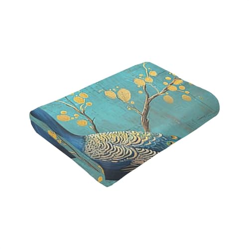 Peacock Throw Blanket - Teal Peacock Stuff Decor Merch Cozy Flannel Soft Warm Plush Lightweight Bedding - Gifts for Boys, Men, Sofa & Couch - 50"X40"
