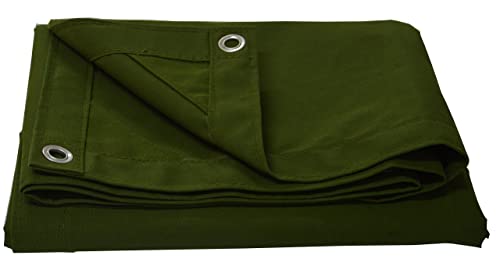 Heavy Duty Canvas Tarp 10x12 Feet - Waterproof Green Heavy-Duty Canvas Cover - Olive Green Variation