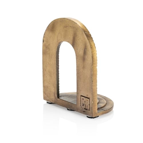 Cast Iron Brick Arch Bookends Set - Antique Brass Decor for Shelves