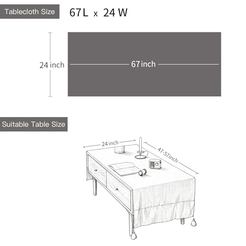 Sceous Gray 67" x 24" Coffee Table Cover with Pockets, Scratch-Resistant & Soft Winter & Spring Protector