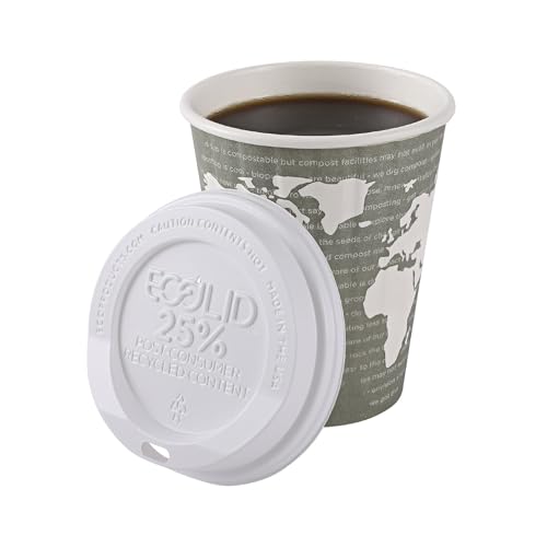 Recycled Coffee Cup Lids - White, 10-20oz, Case of 1000, Eco-Friendly, Made in USA