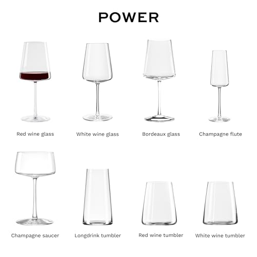 Stölzle Lausitz Power Set of 4 Red Wine Glasses 17.5 oz - Premium Angular Design