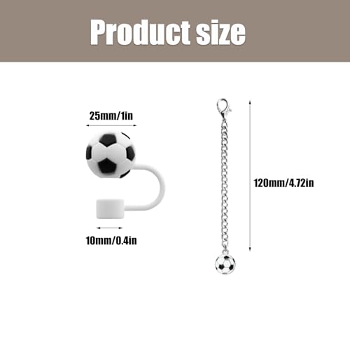 RENUIS Soccer Ball Silicone Straw Topper & Charm Chain for Stanley Cups - Soccer Ball1