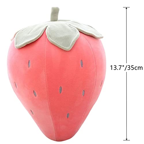 Cute Fruit Kids Pillow Stuffed Strawberry Plush Pillows Super Soft Girls Pillows Cushion Seat for Kids Toys (Pink,13.7''/35cm)1 Count (Pack of 1)