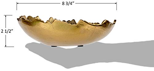 Gold Moon Decorative Bowl - 8.75-Inch Hammered Metal Centerpiece with Sculpted Edges