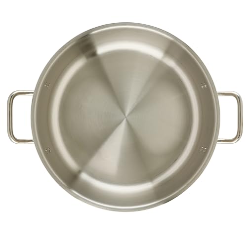 Winco 15 Qt Stainless Steel Brazier Pan with Lid - Commercial Kitchen Cookware