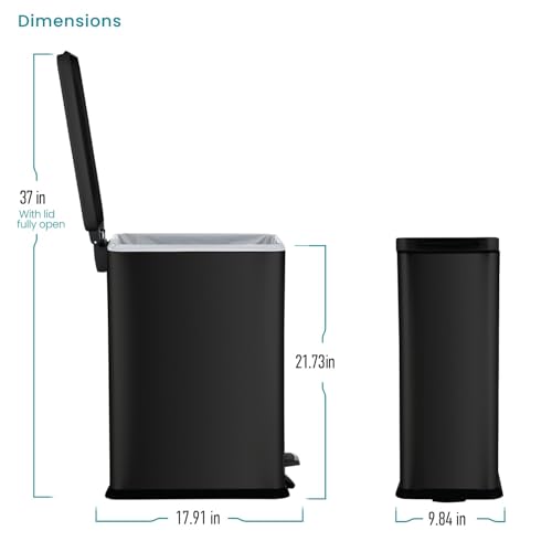 Home Zone Living Black 8 Gallon Slim Kitchen Trash Can with Soft-Close Lid