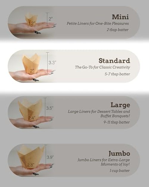 Bake Choice 200pcs Natural Tulip Cupcake Liners for Baking Cups Unbleached European Parchment paper Tulip Muffin Liners, Cupcake Wrapper for Party, Christmas