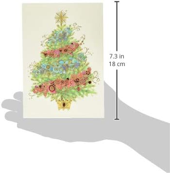 12-Pack Papyrus Christmas Cards with Envelopes - Peace & Happiness Tree Design