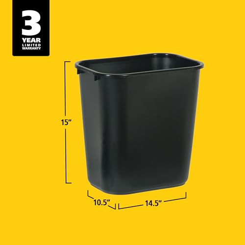 7-Gallon Black Wastebasket - Commercial Trash Bin Pack of 4 - Durable & Stackable