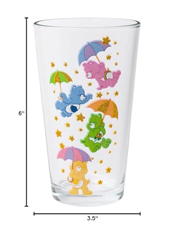 Care Bears Star Shower Glitter 16oz Pint Glass - Silver Buffalo, Officially Licensed