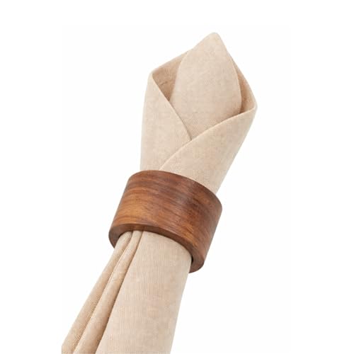 SHAFA IMPEX 12-Piece Acacia Napkin Ring Set, Natural 2x2x1.25 in - Farmhouse Style