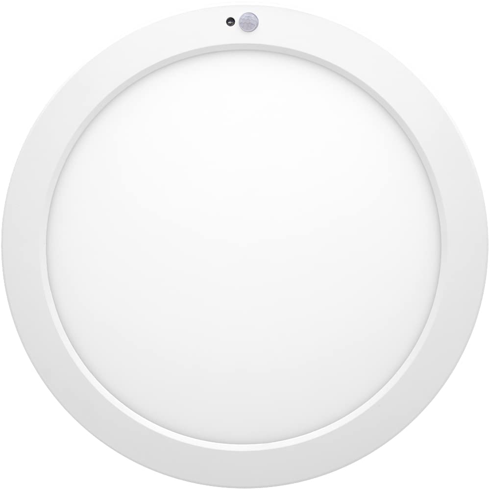 Maxxima 13 in. Round Ceiling Flush Mount Light Fixture - Features Motion Sensor, 2700 Lumens, 3 CCT 3000K/4000K/5000K, Automatic Dusk to Dawn Photocell Sensor, Perfect Closet or Entryway Light