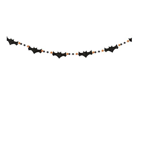 2 Pcs Halloween Bat Decorations Black Felt Bats with Witches Wood Beads Garland Scary Halloween Decoration for Fireplace Mantle Walls Haunted House Decoration (Black-2pcs)